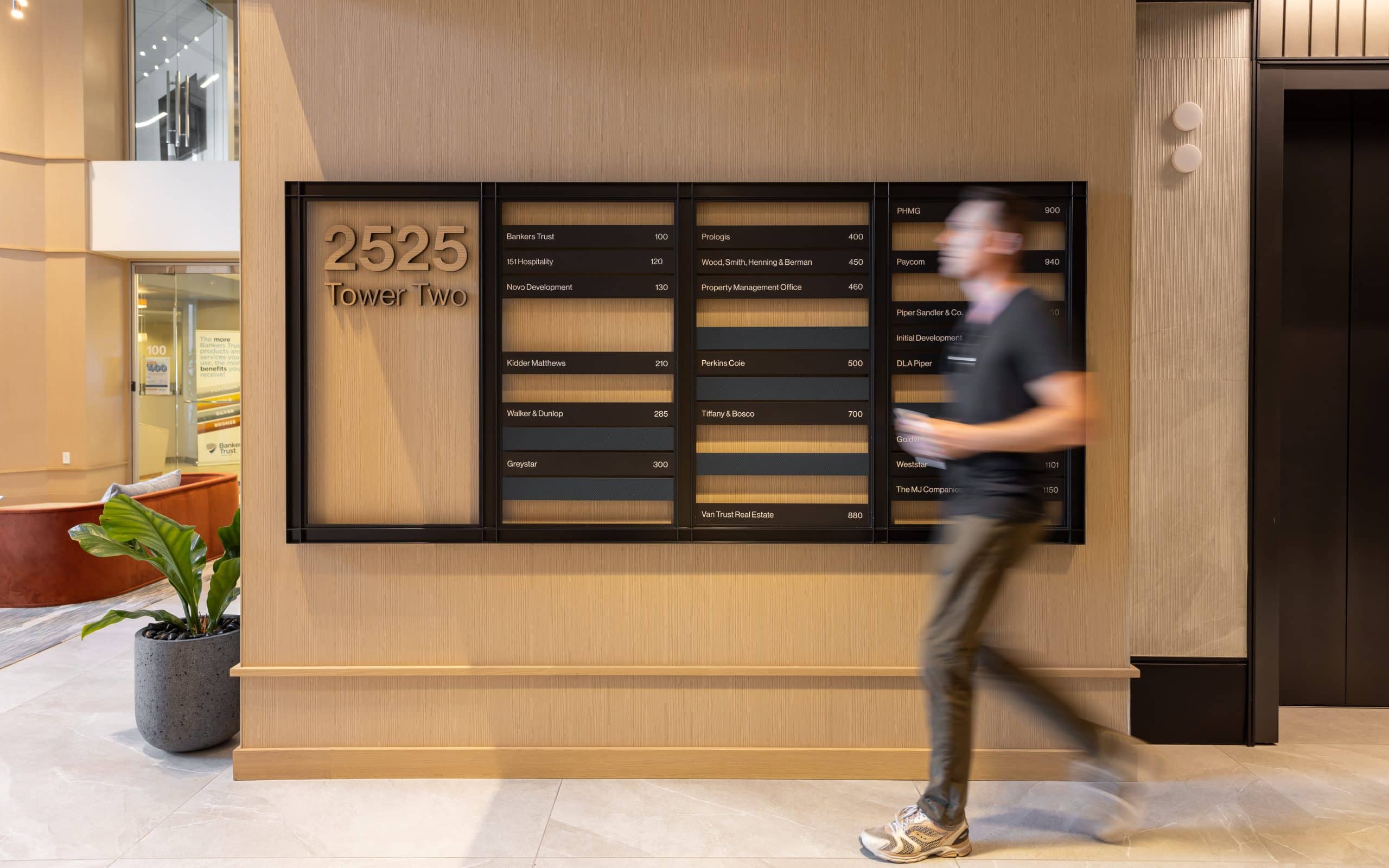 Corporate office directory signage - custom and flexible for updates.