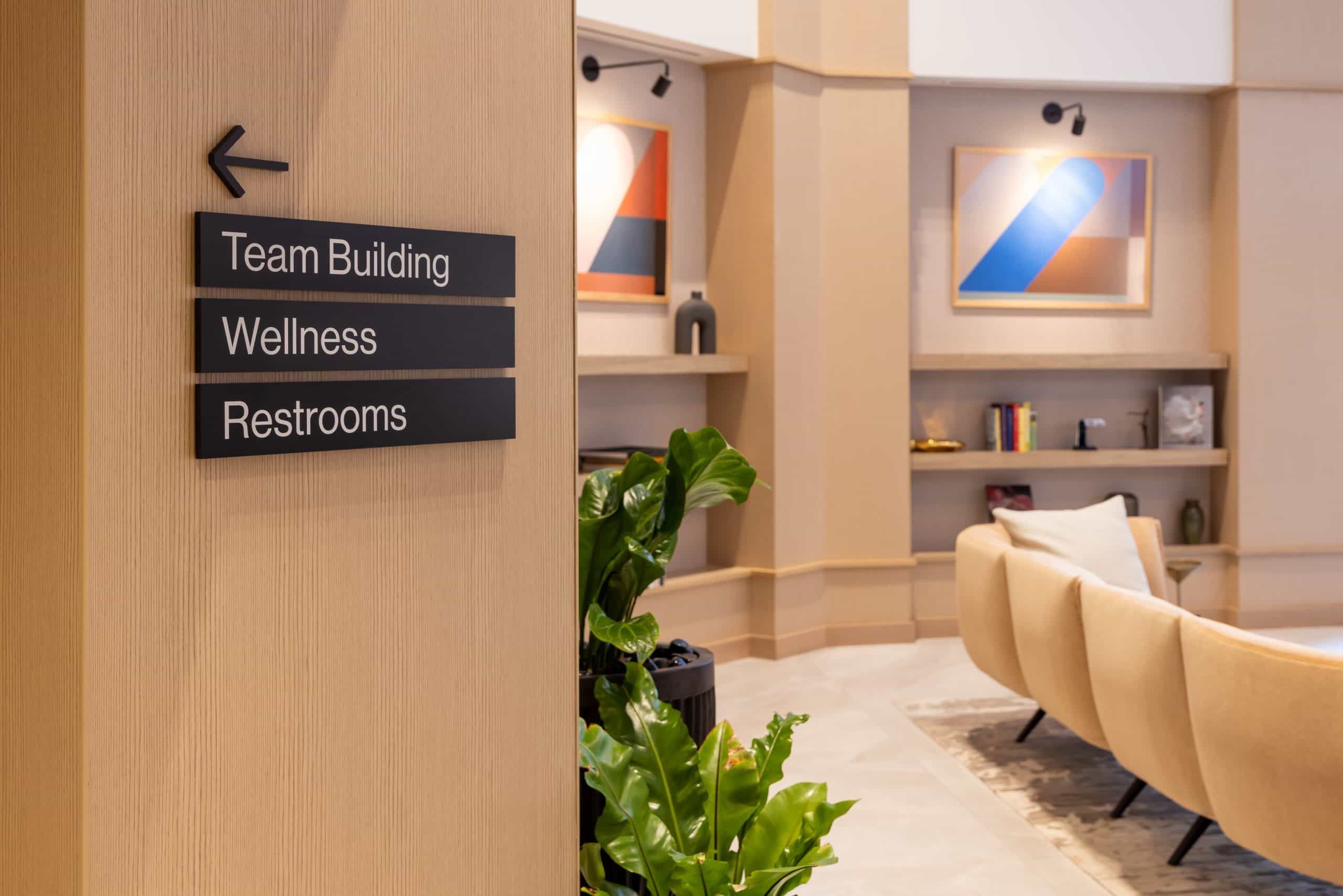 Interior wall mounted directional signage
