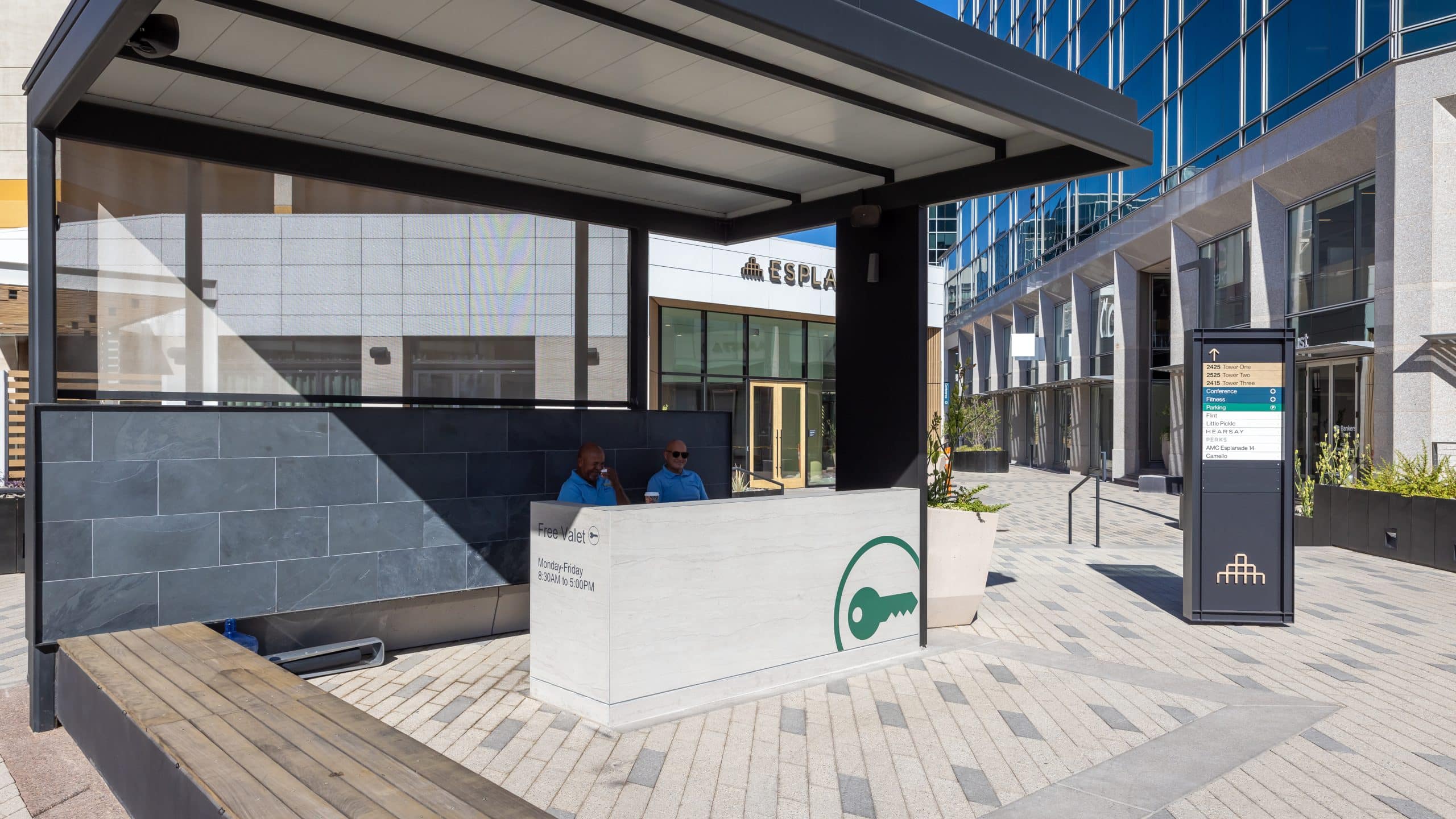 Custom exterior directory signage with wayfinding.